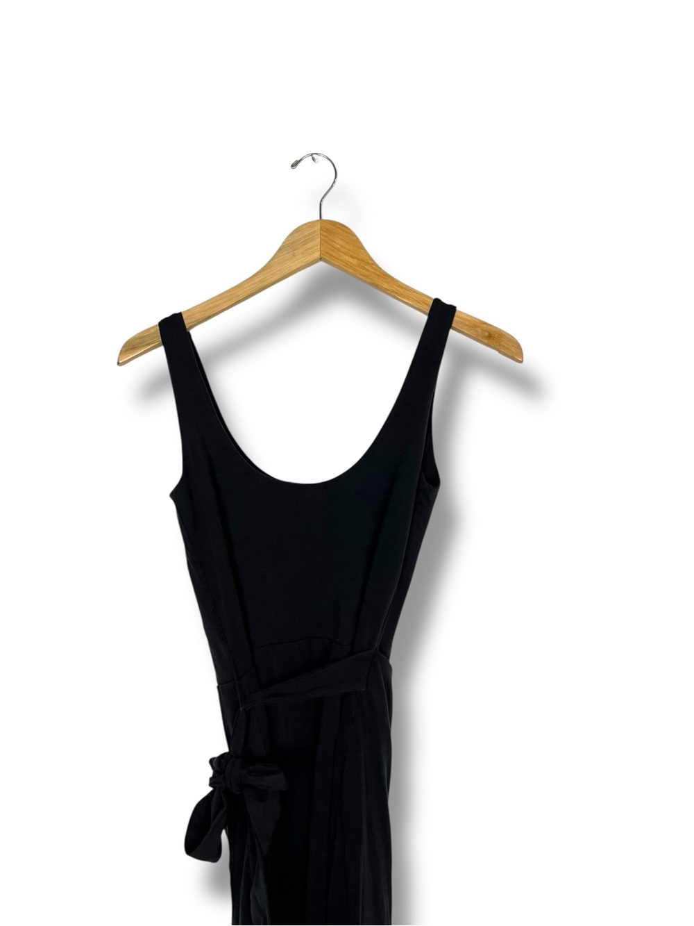 Beyond Yoga Intrigue Black Wrap Midi Dress  Small Minimalist Travel USA Made - Picture 11 of 12